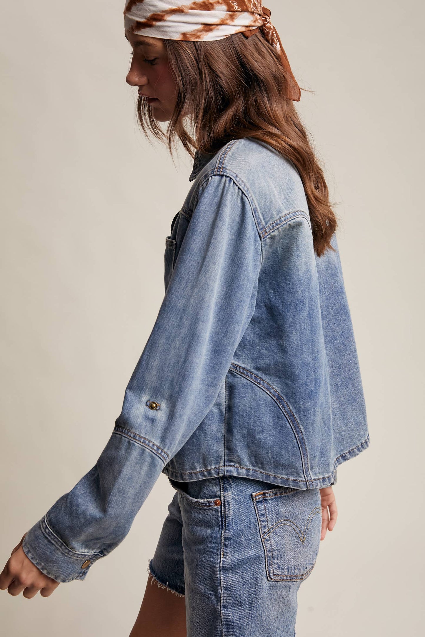 Western-Inspired Denim Popover Shirt LT1438