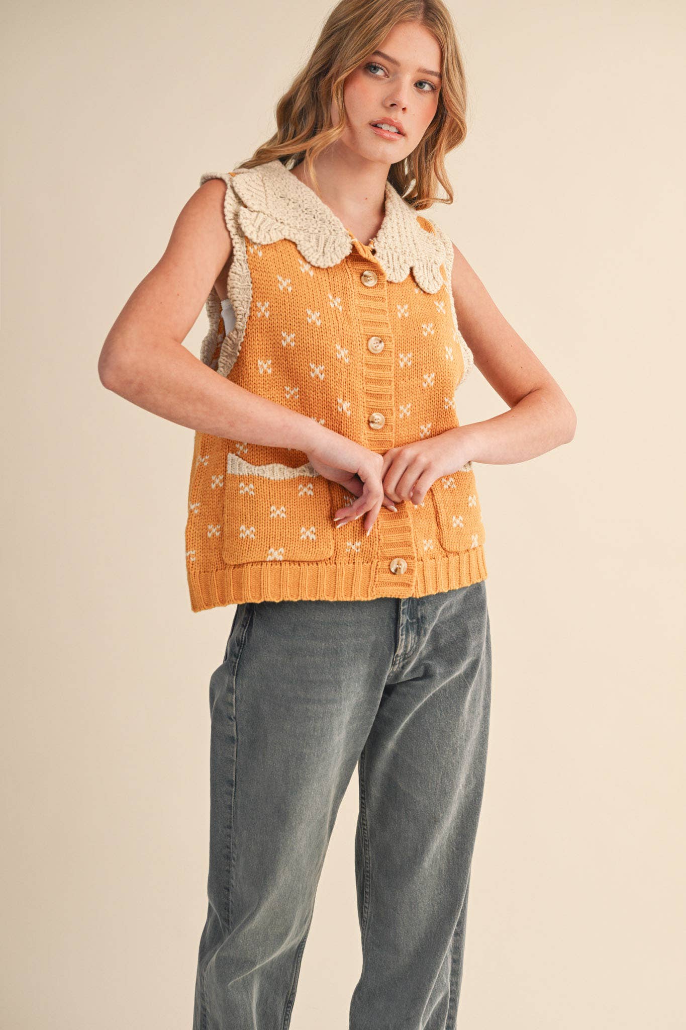 &MERCI - DOLL COLLAR SWEATER VEST MSW10908