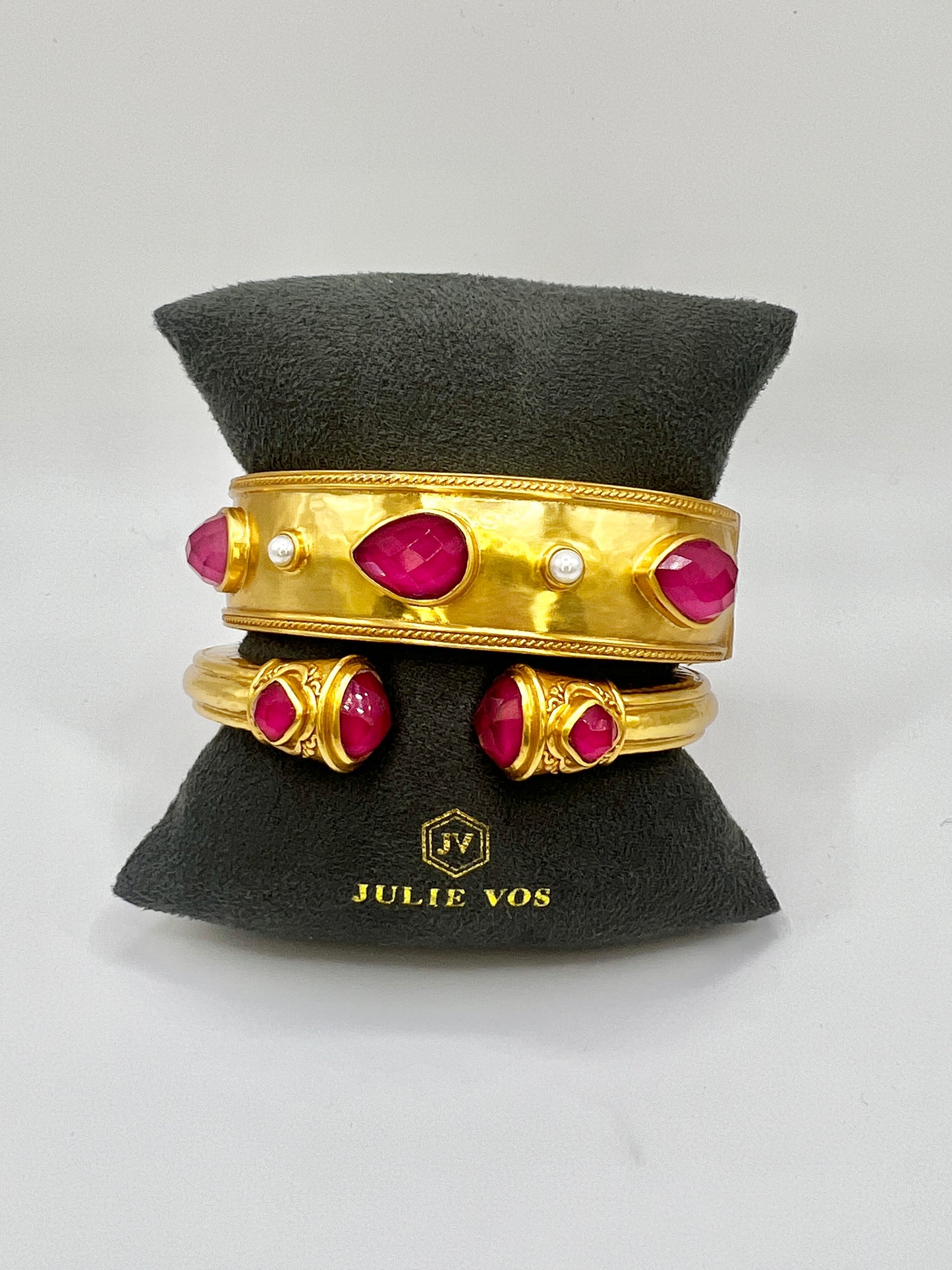 Julie Vos Cannes Statement Hinge Bangle- Iridescent Raspberry