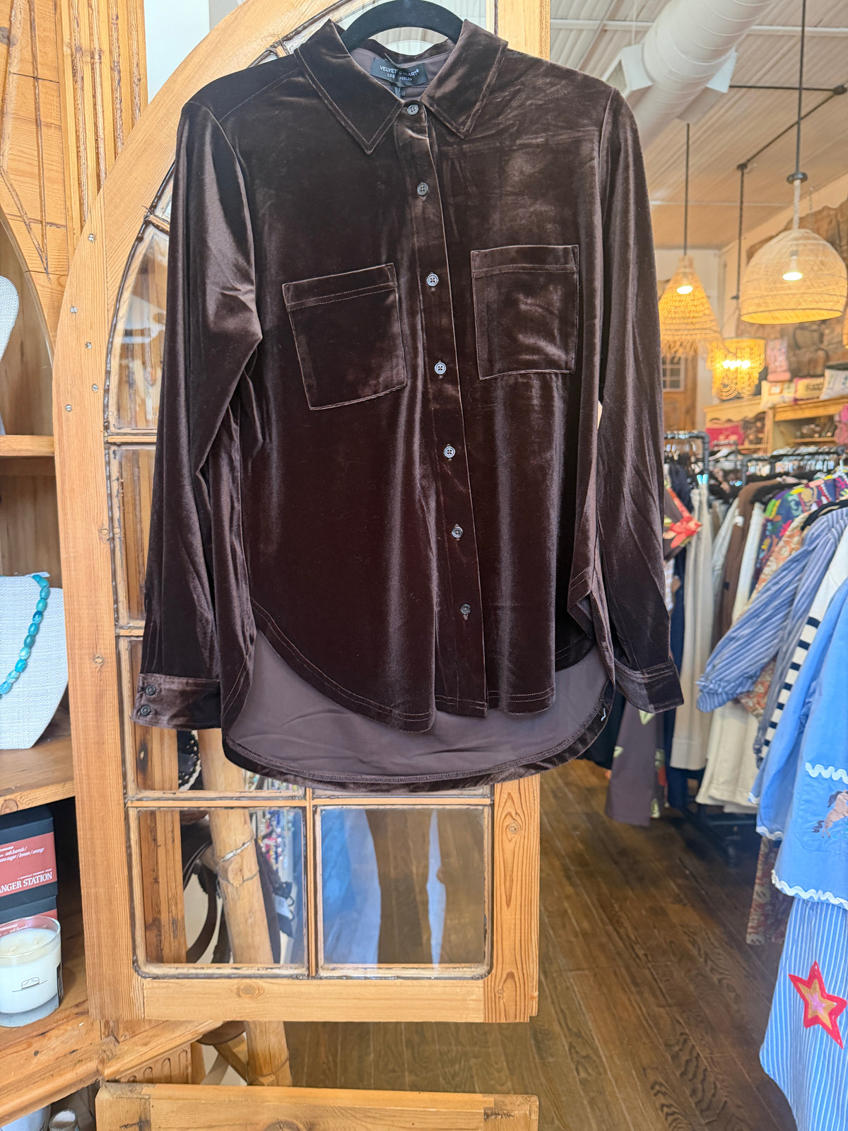 Carissa long sleeve brown velvet top