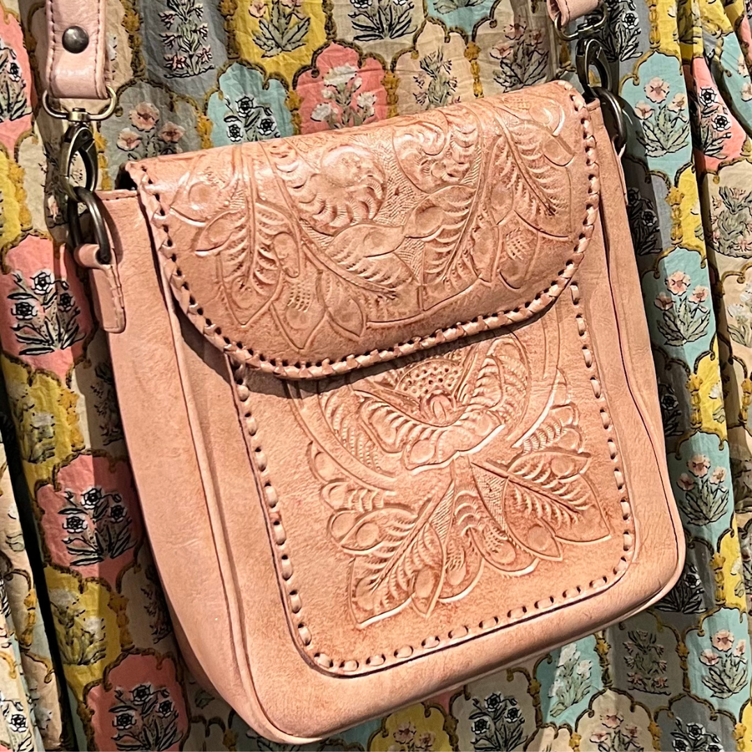 Kuriosa - The Kimberly- Handtooled Leather Shoulder/Crossbody Handbag