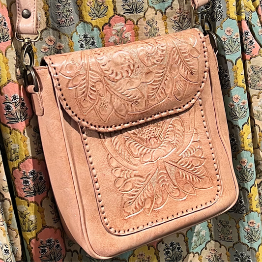 Kuriosa - The Kimberly- Handtooled Leather Shoulder/Crossbody Handbag