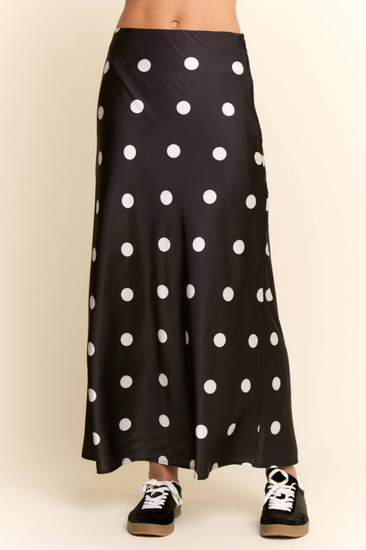 SATIN POLKA DOT  PRINT MIDI SKIRT
