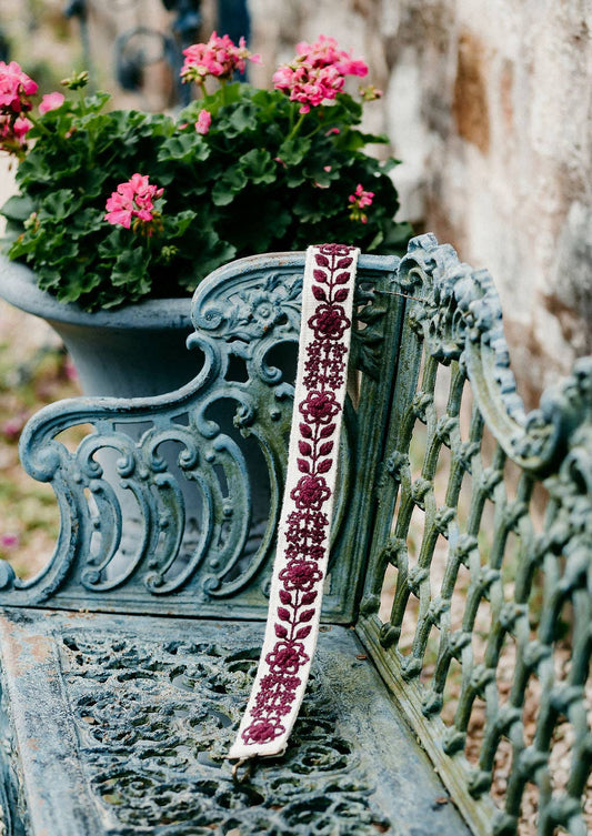 Madeline Parks - White and Maroon Large Purse Strap