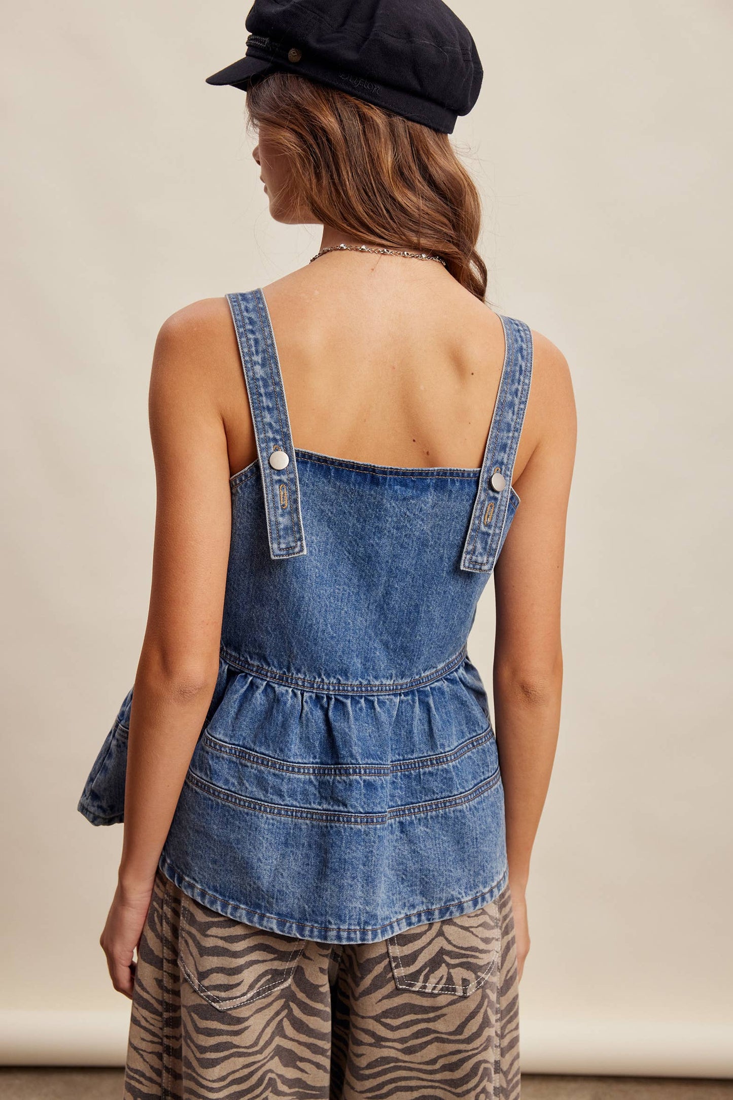 Denim Peplum Tank Top LT1473