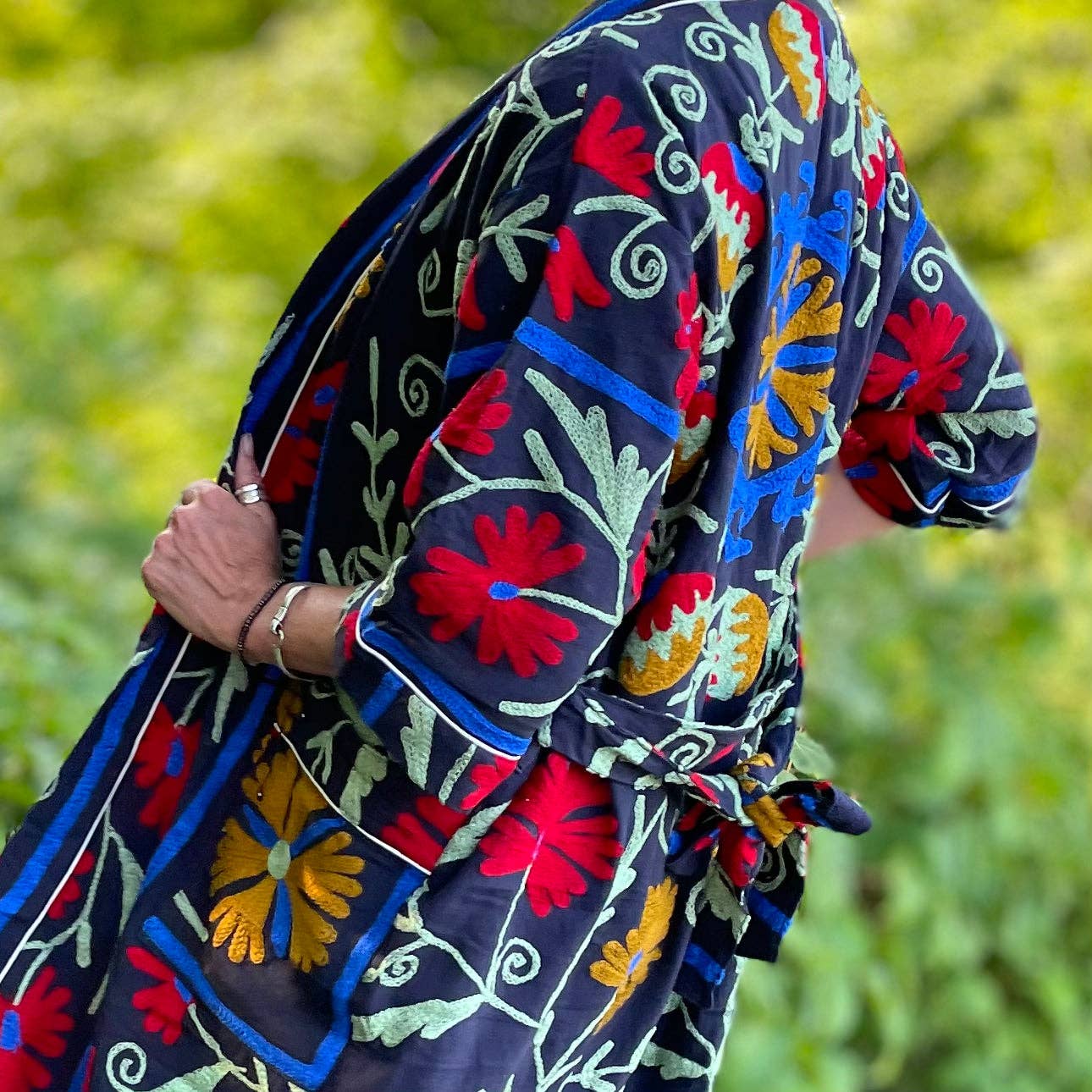 Suzani Hand Embroidered Jacket - Navy