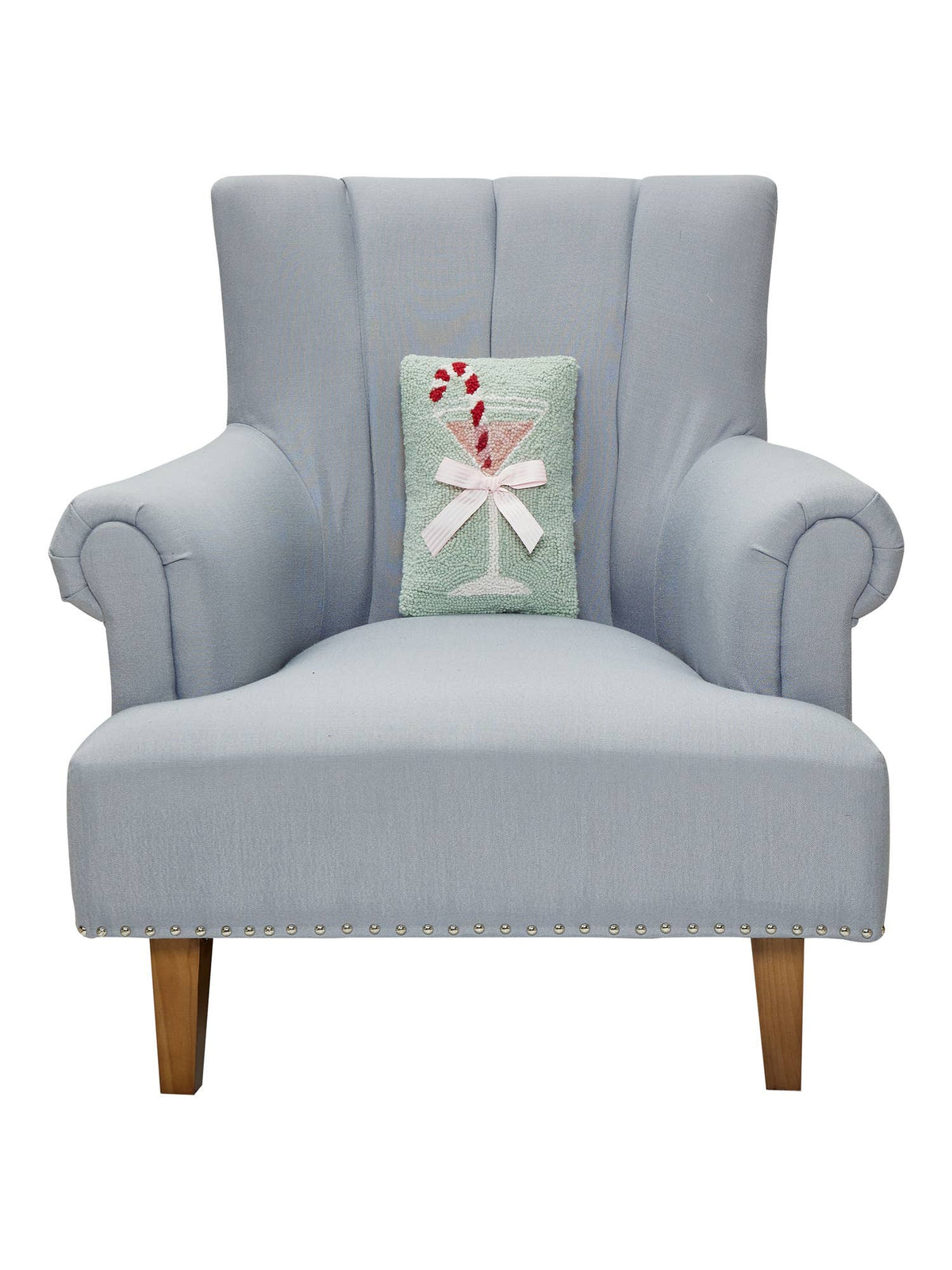 Gingham Bow Martini Glass Hook Pillow
