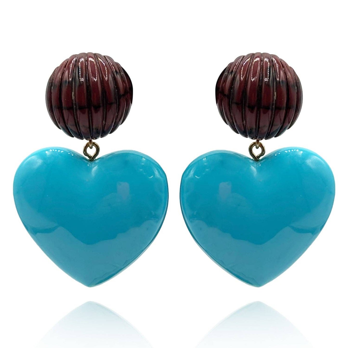 Michael Nash Jewelry - Amour Carved Tortoise Pierced Resin With Turquoise Heart Drop