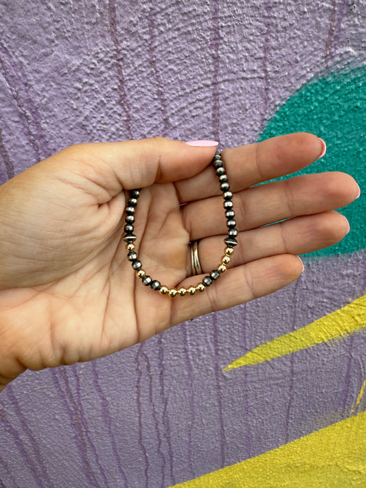 Morse Code Navajo style Pearl Necklace- Custom word
