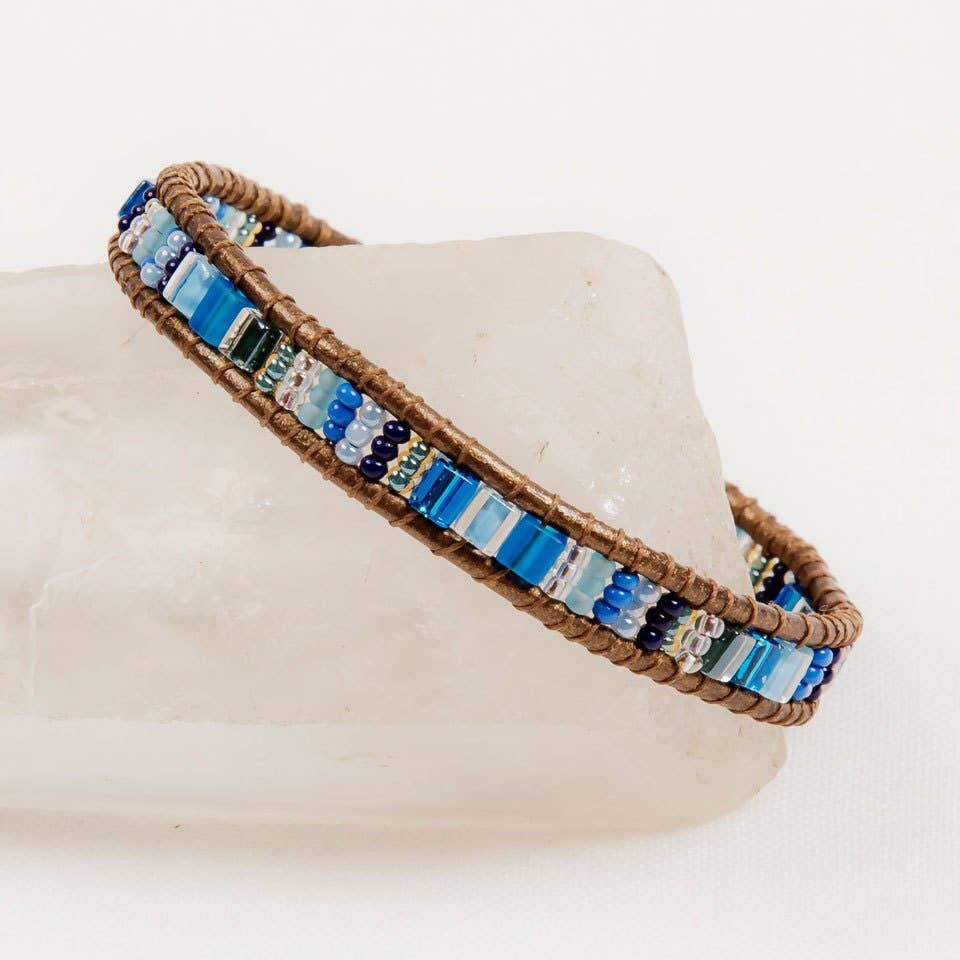 Handmade Bracelet Miyuke Bead and Leather
