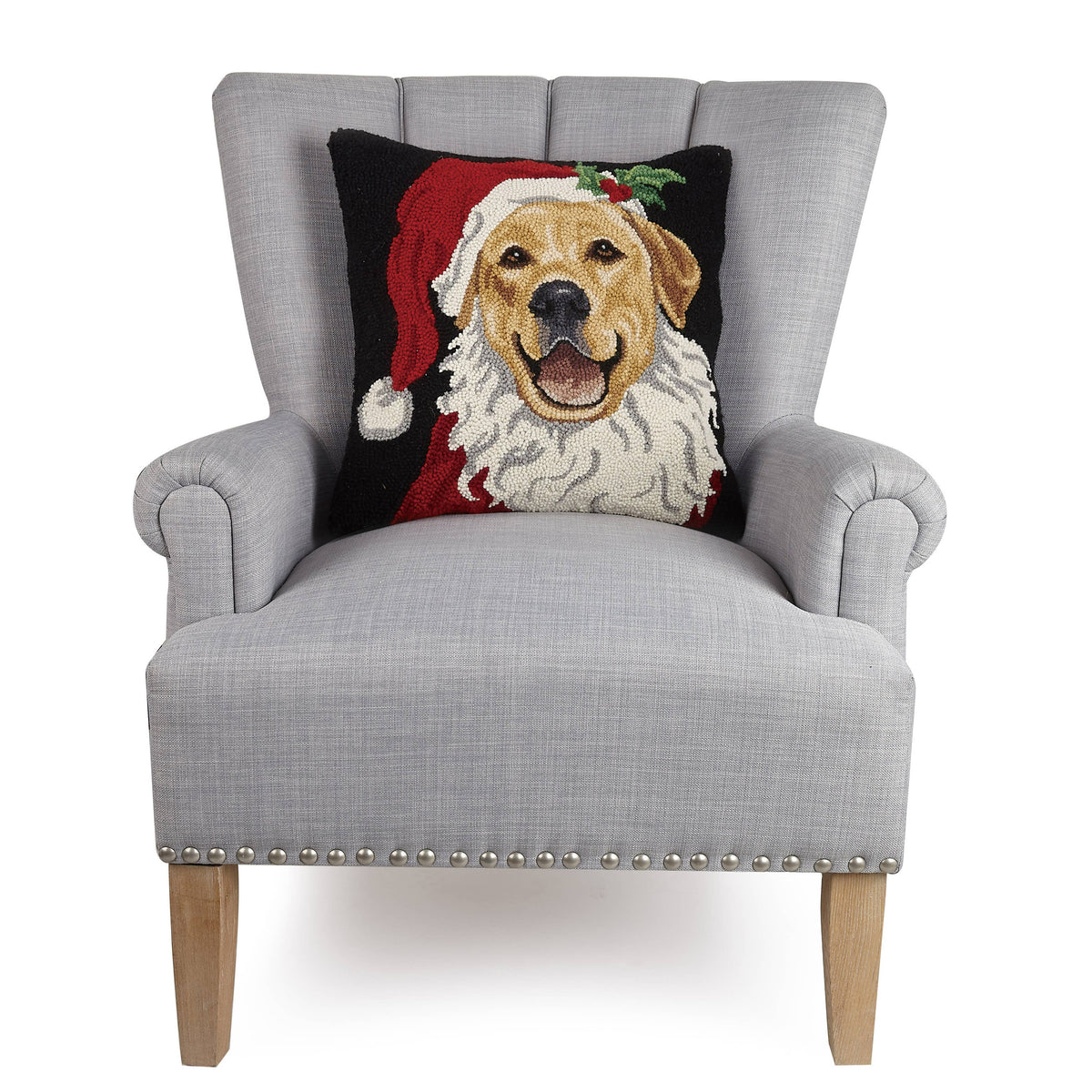 Holiday Santa Retriever Dog Hook Pillow - Christmas