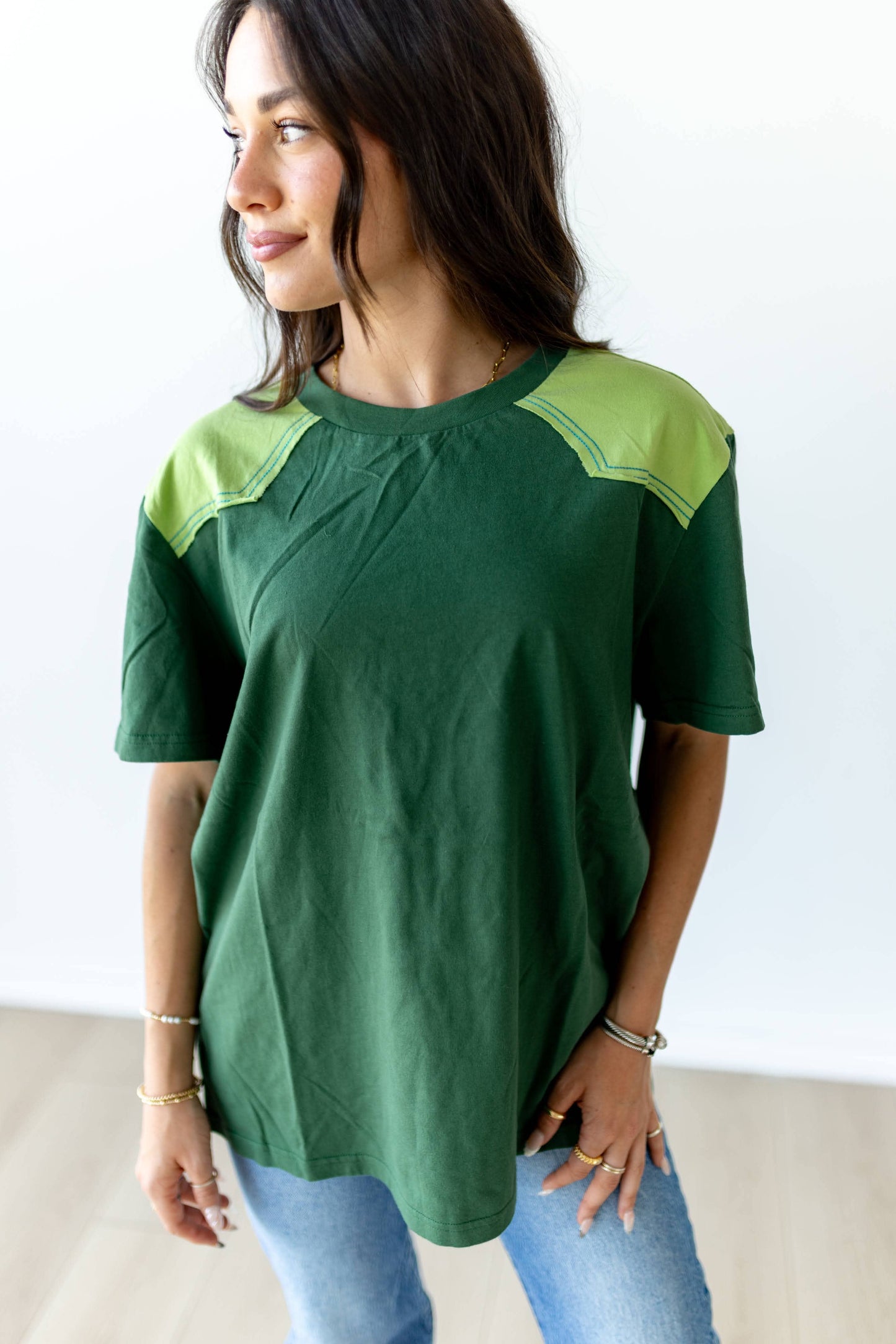 Two tone yolk green tee
