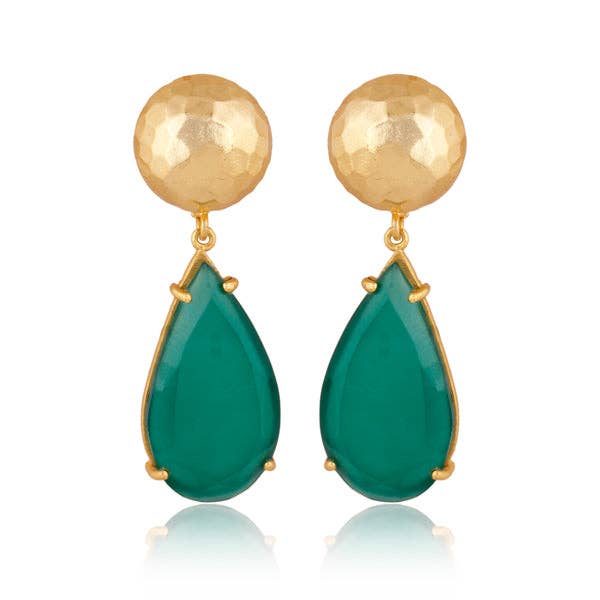 Christina Greene - Ocean Tide Drop Earrings - Green Onyx