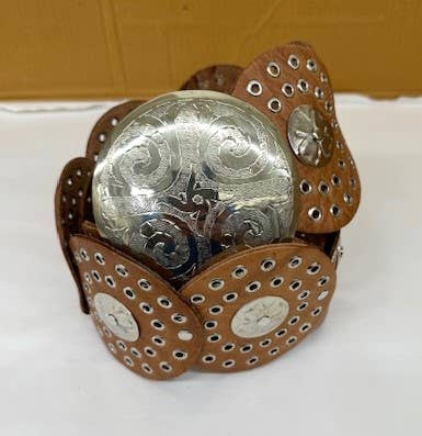 DAIRI - Leather belt disc shape b100