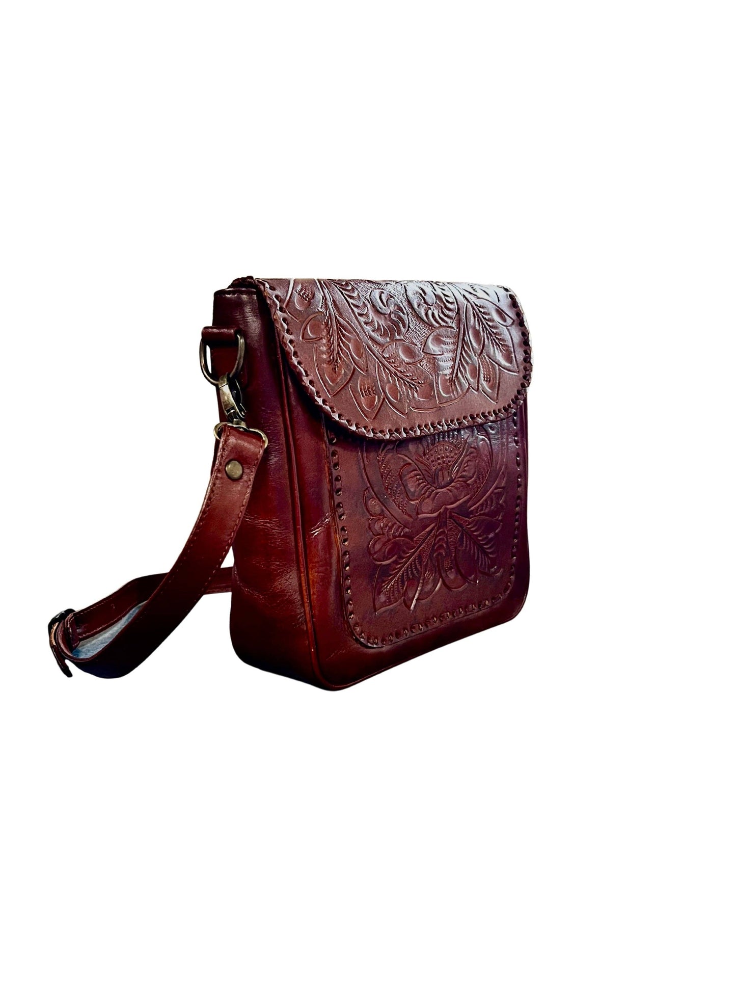 Kuriosa - The Kimberly- Handtooled Leather Shoulder/Crossbody Handbag