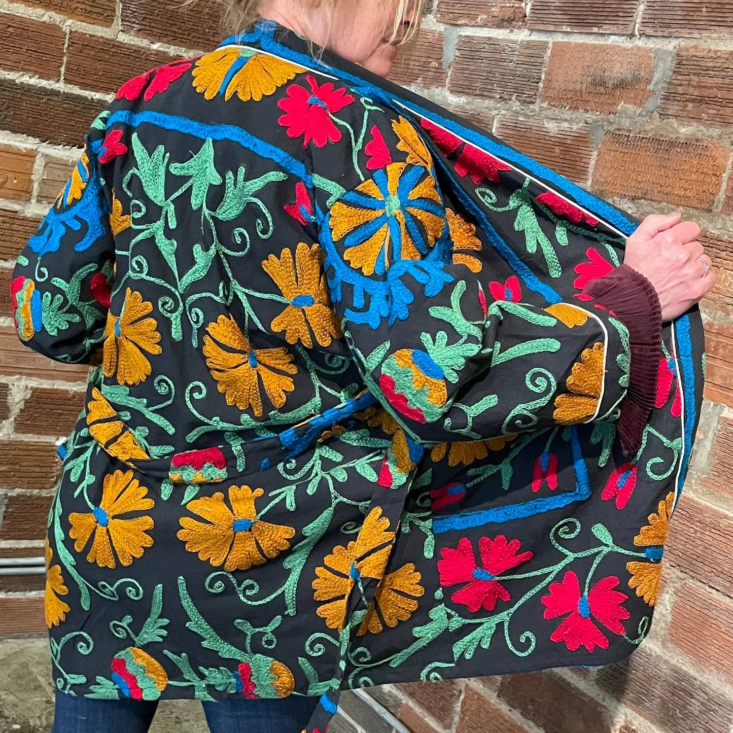 Suzani Hand Embroidered Jacket - Navy