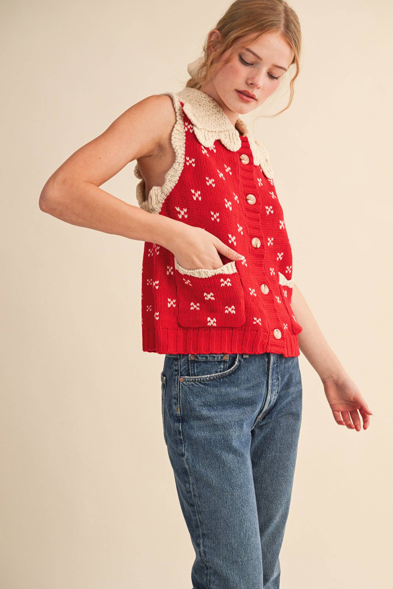 &MERCI - DOLL COLLAR SWEATER VEST MSW10908