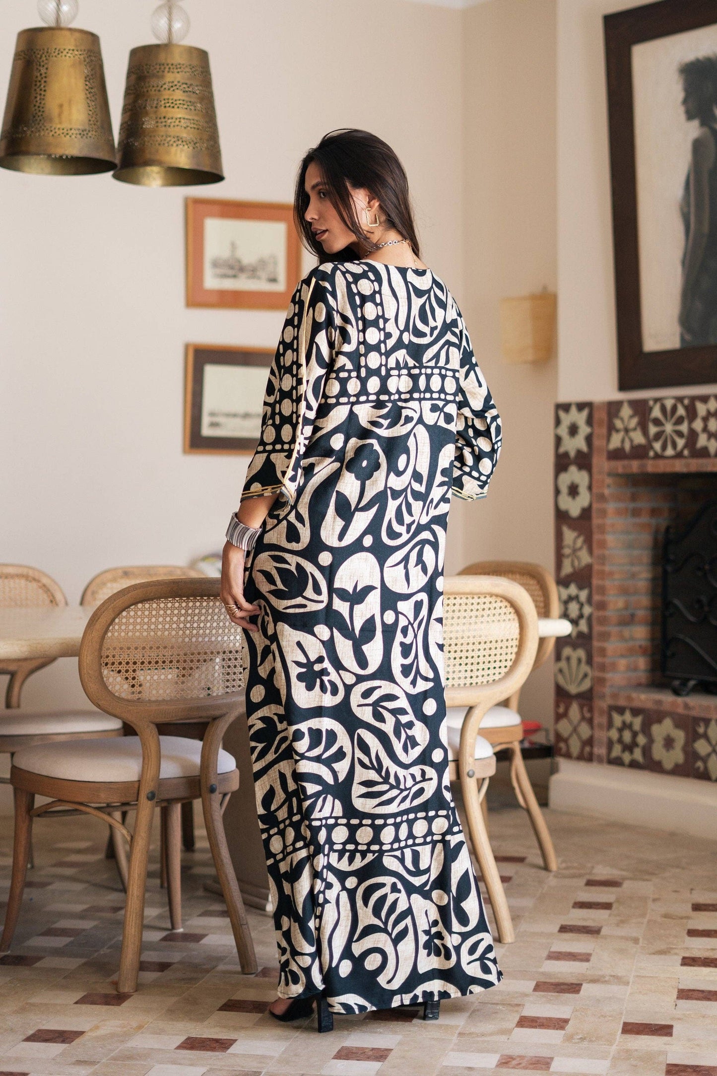 Gipci - Chic black print Summer embroidered Kaftan, Caftan, caftans for women, Boho Kaftan dress, Caftans for women, summer kaftans, women