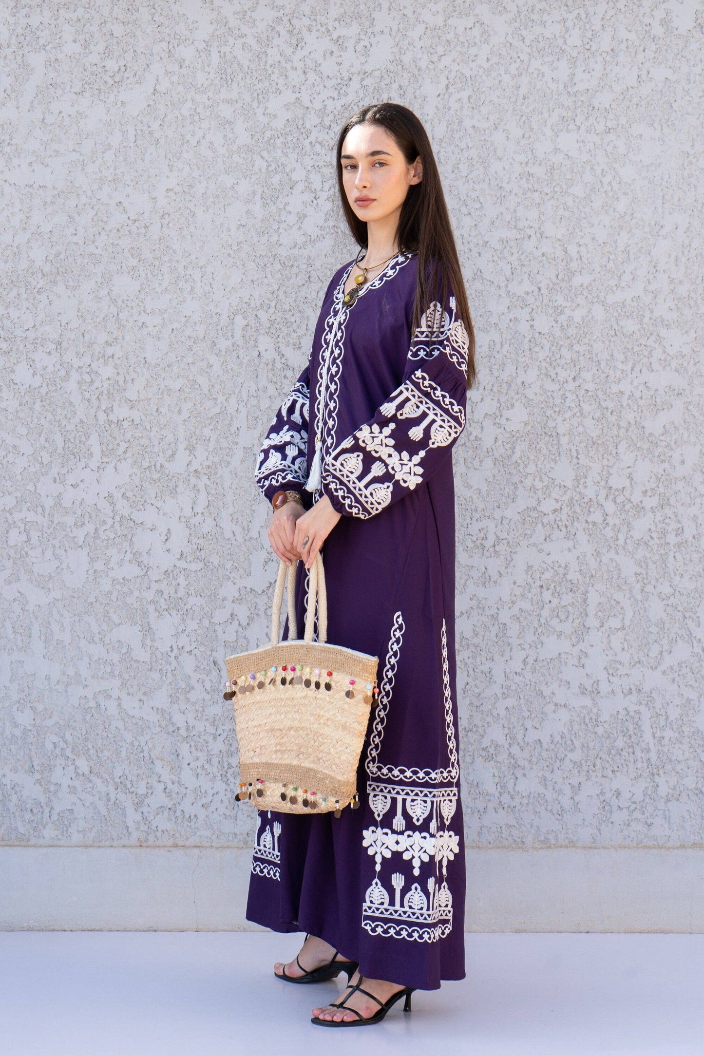 Purple embroidered Caftan, women's caftan, wedding dress, embroidered Caftan dress, Caftan maxi dress, Caftans for women, Caftans