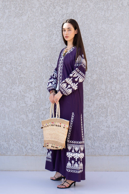 Purple embroidered Caftan, women's caftan, wedding dress, embroidered Caftan dress, Caftan maxi dress, Caftans for women, Caftans