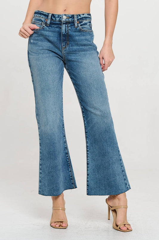 SneakPeek - MID RISE COMFORT STRETCH KICK FLARE IN MEDIUM SP-P12781