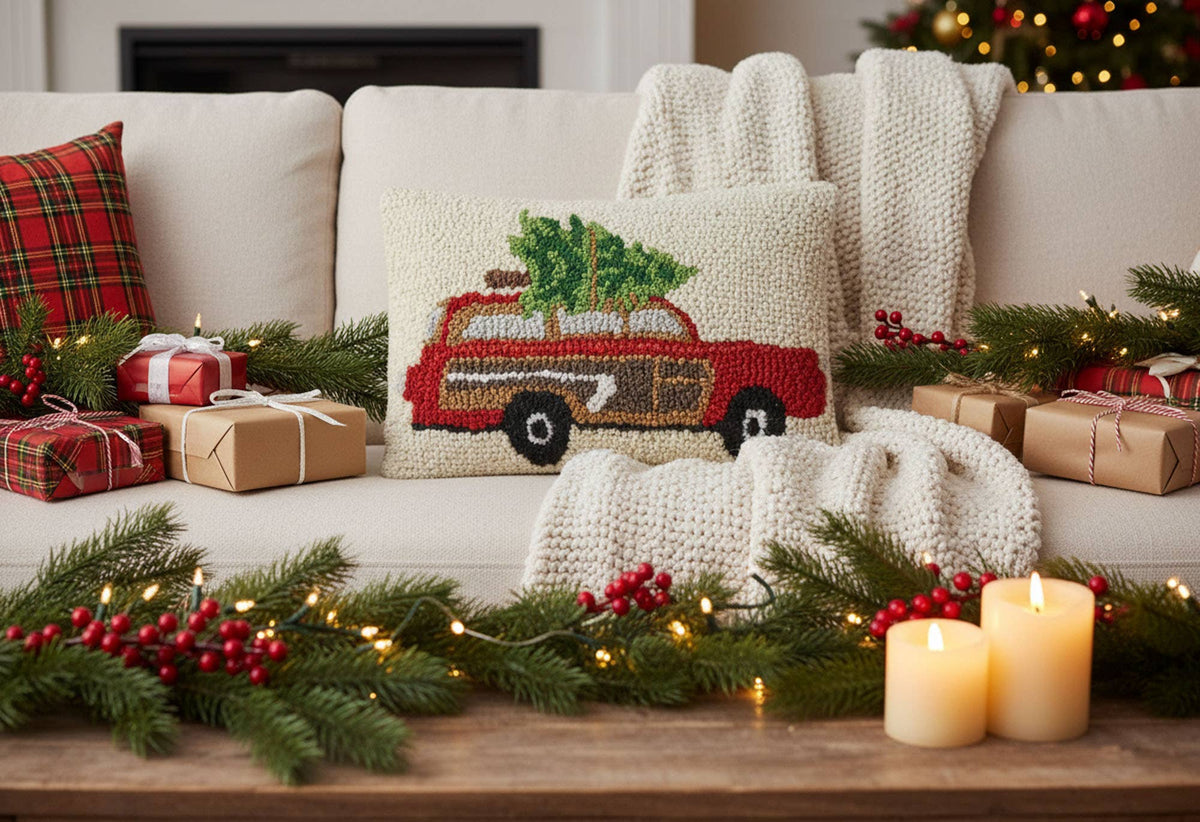 Peking Handicraft - Station Wagon Christmas Tree Hook Pillow