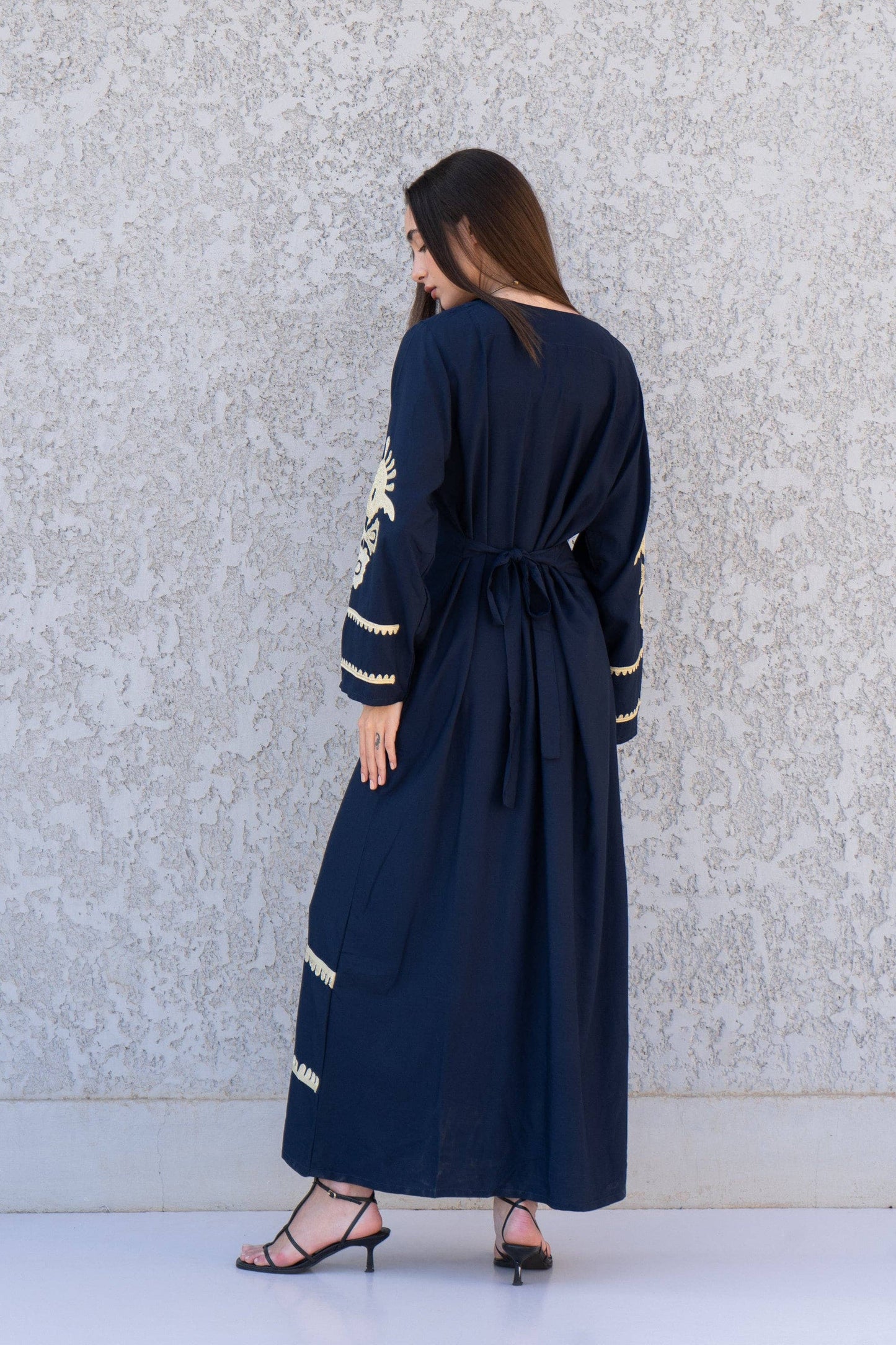 Gipci - Navy Blue Egyptian cotton kaftan dress, caftans for women, Boho Kaftan dress, Caftans for women, long summer kaftan, kaftans, caftan
