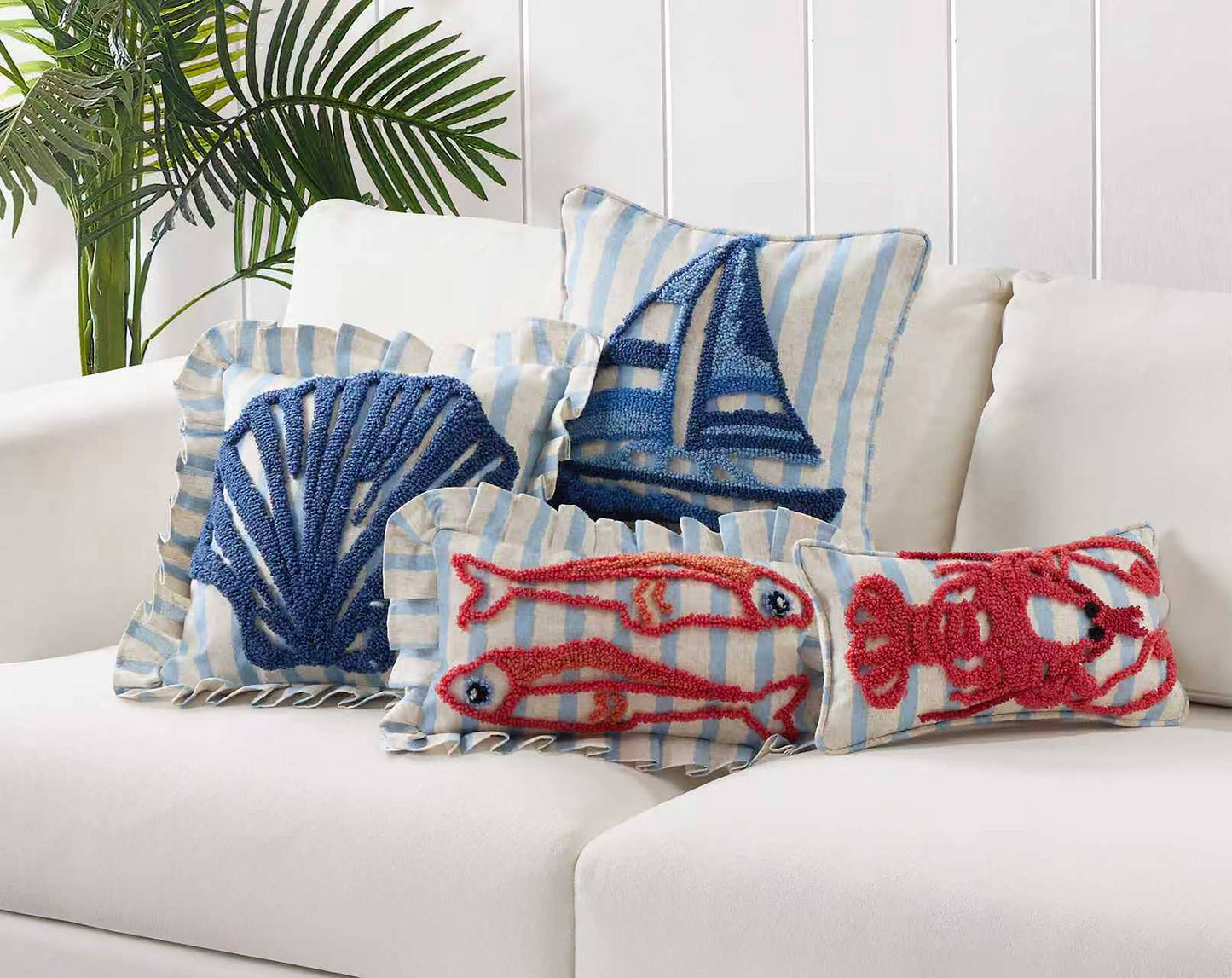 Peking Handicraft - Coastal Sardines Tufted Hook Pillow