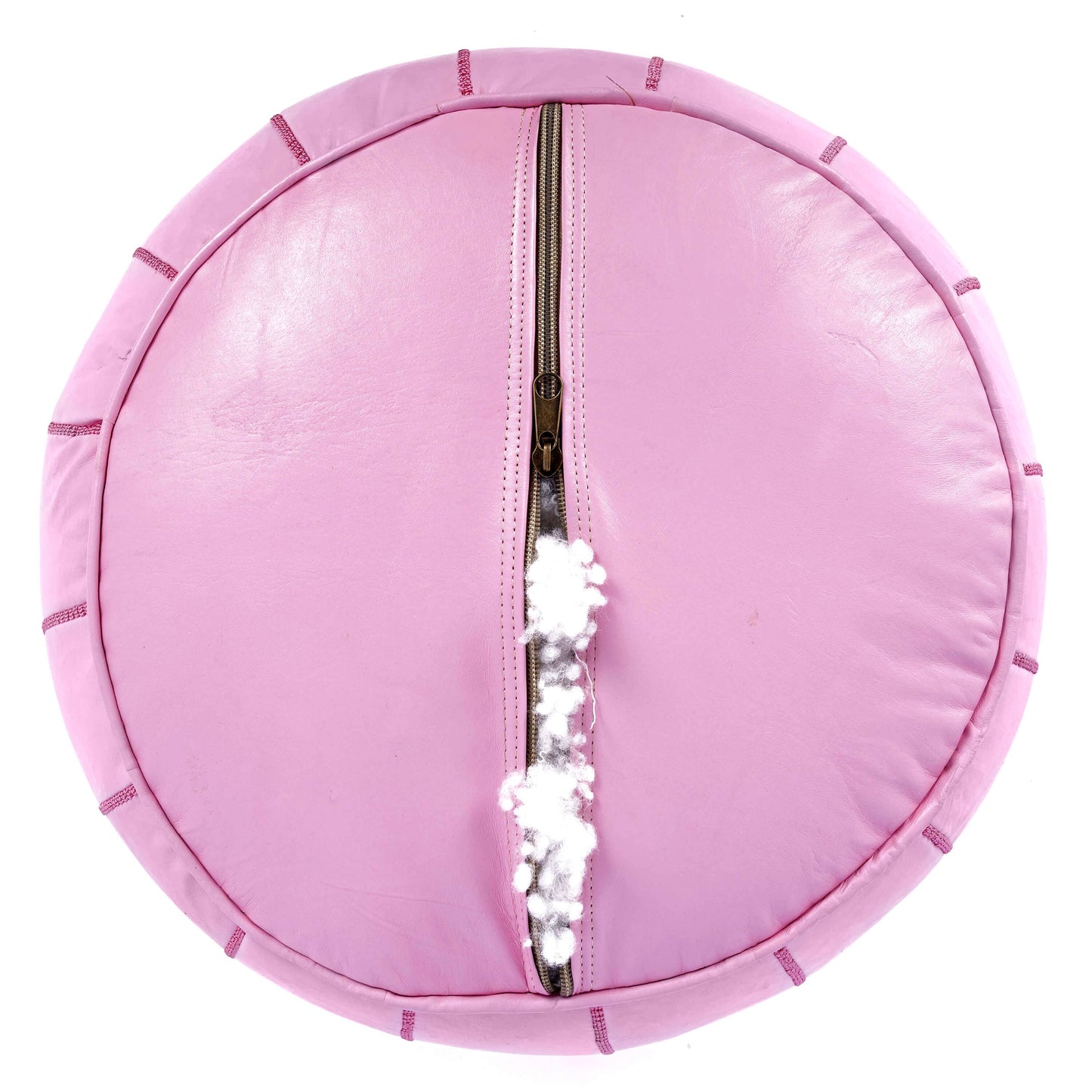 King Of Handmade - Pink Ottoman Leather Pouf - New Home Gift