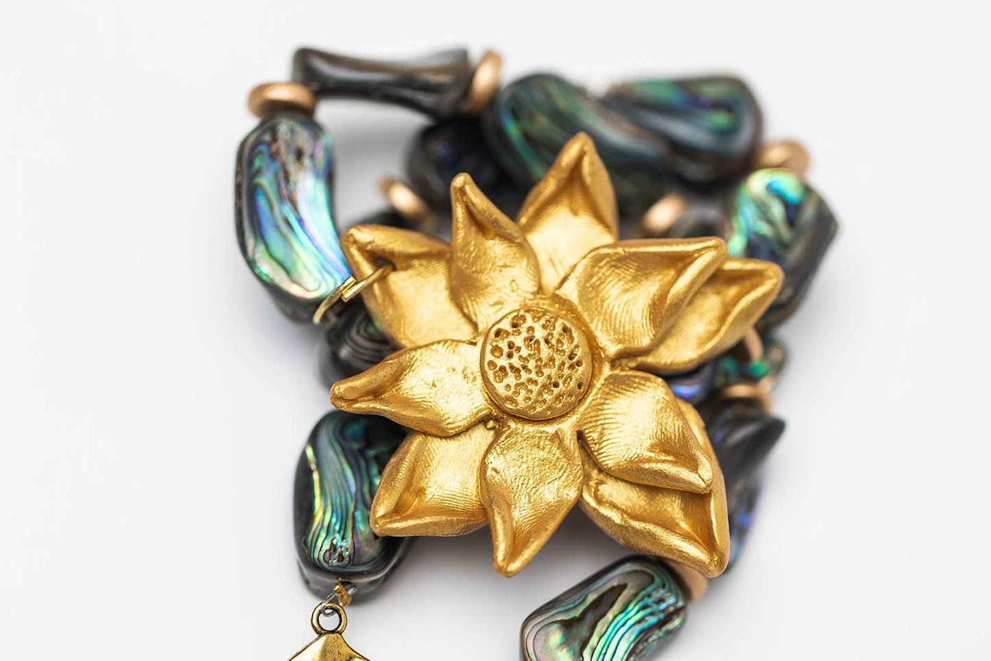 Abalone Shell with Double Stargazer Lily Necklace