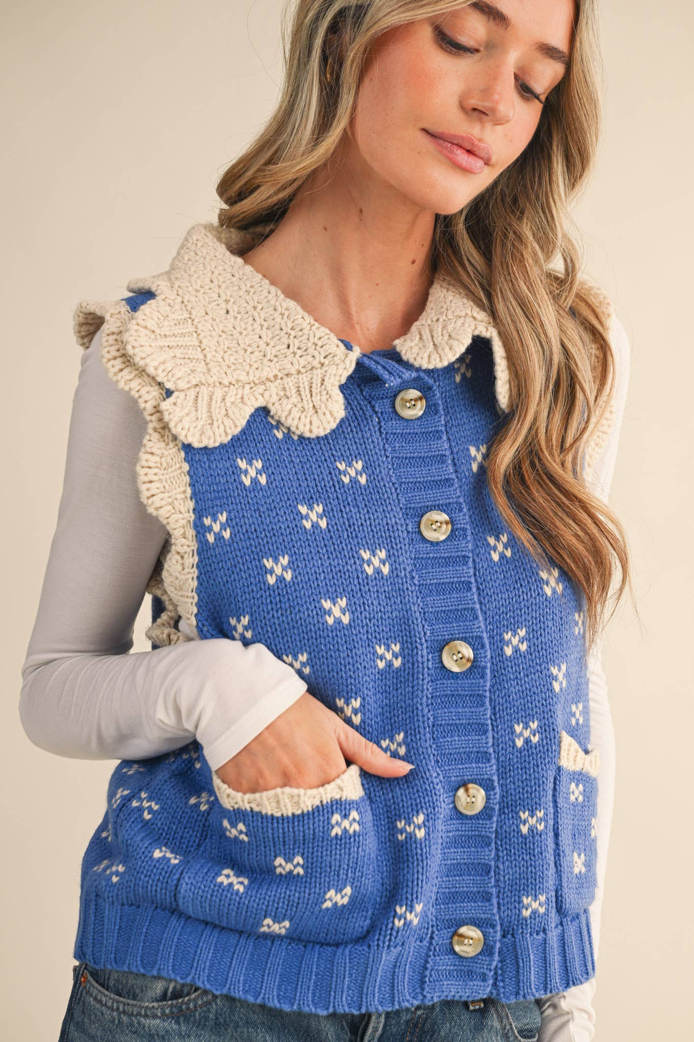 &MERCI - DOLL COLLAR SWEATER VEST MSW10908