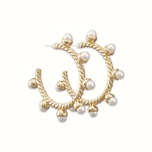 Pearl Rope Hoop Earrings | Modern Pearl Hoop