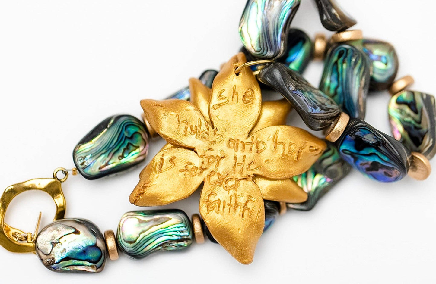Abalone Shell with Double Stargazer Lily Necklace
