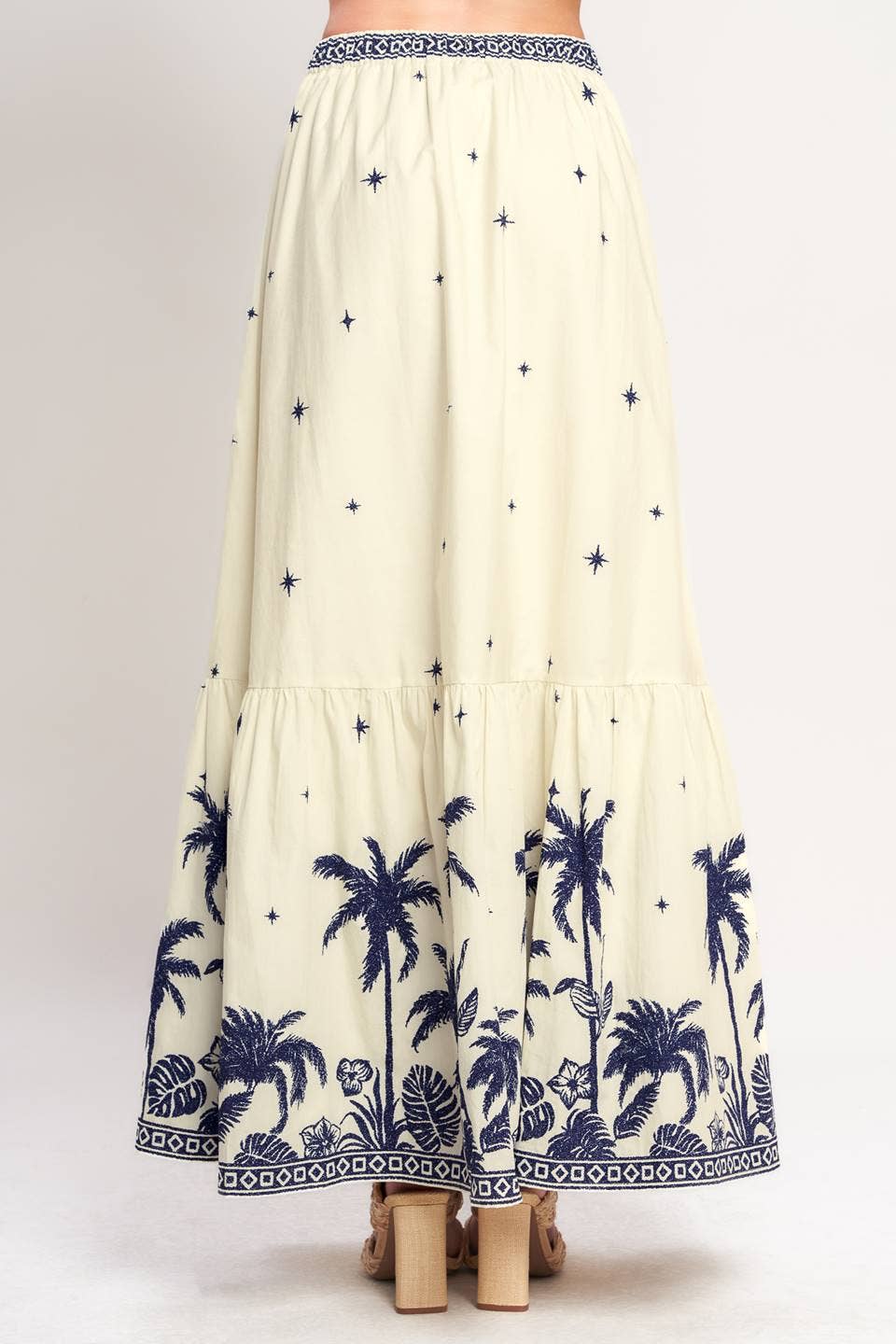 Navy Palms Skirt