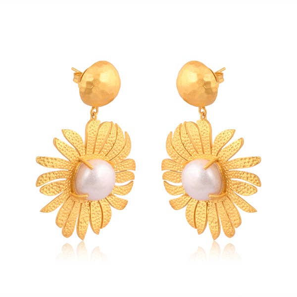 Christina Greene LLC - Anemone's Charm Drop Earrings - Pearl