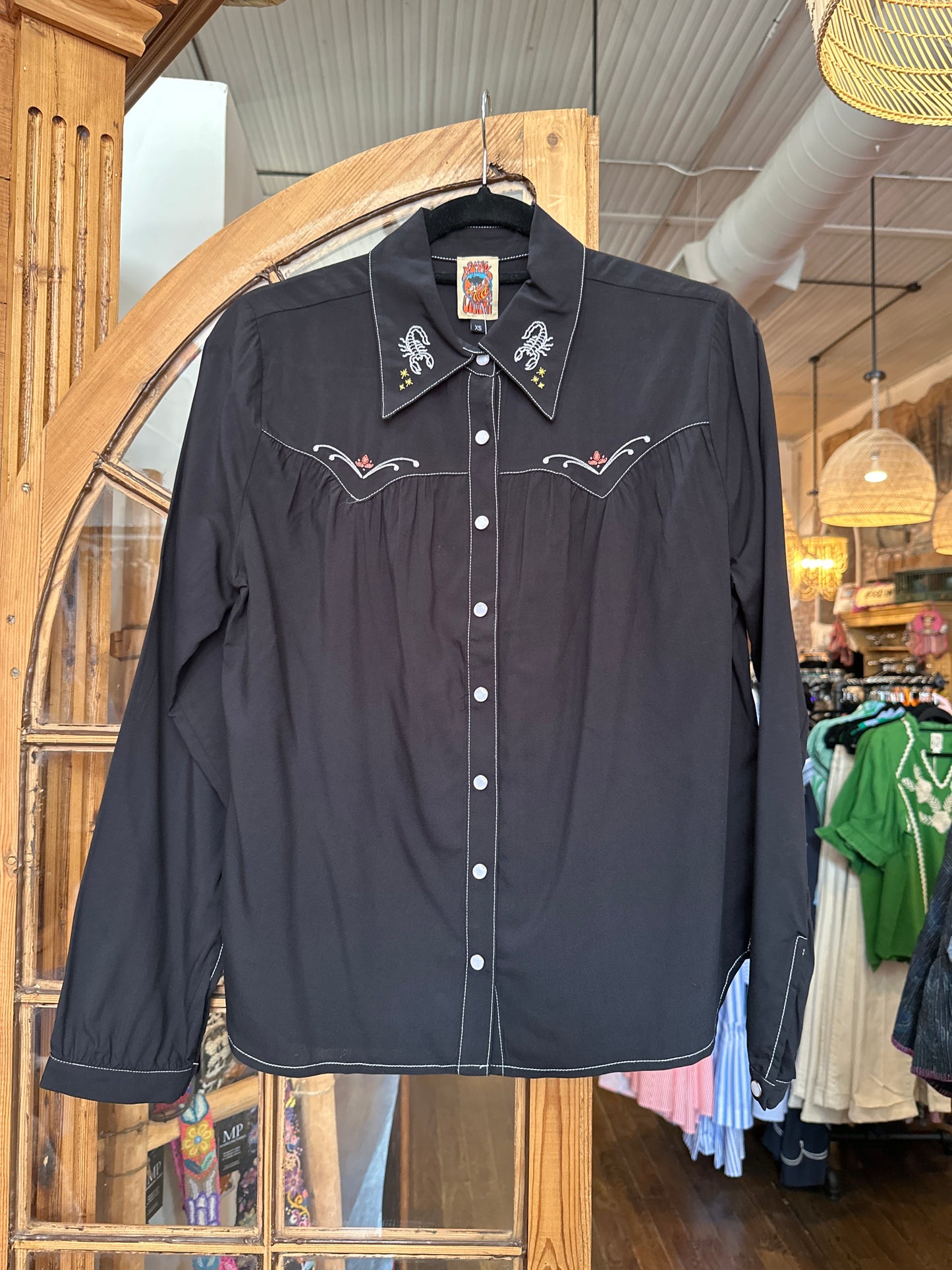 Black Desperado pearl snap top