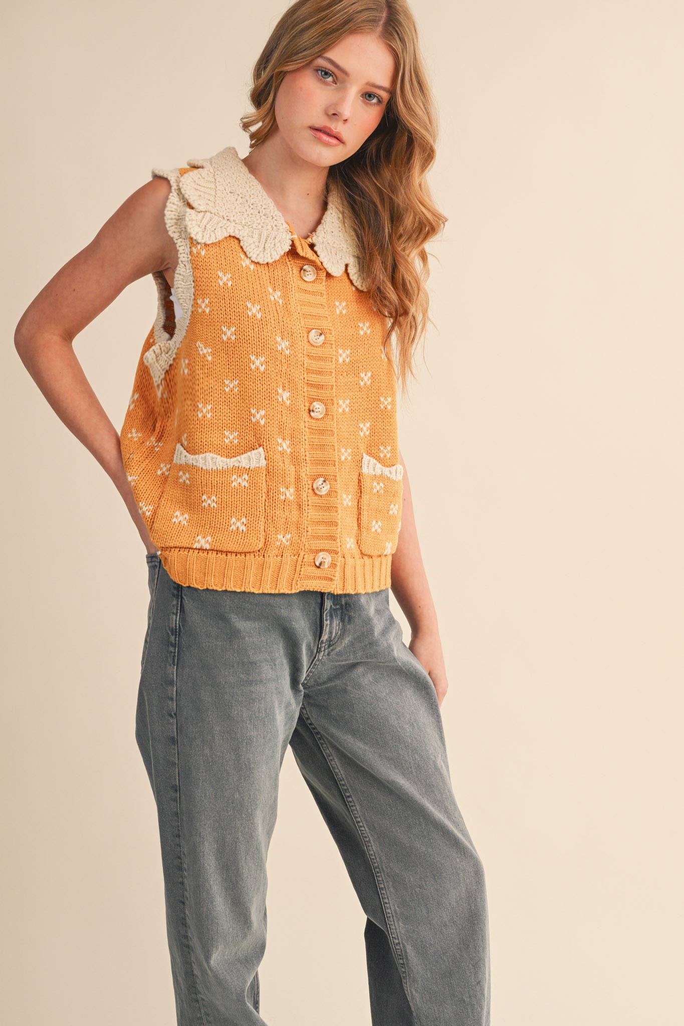 &MERCI - DOLL COLLAR SWEATER VEST MSW10908