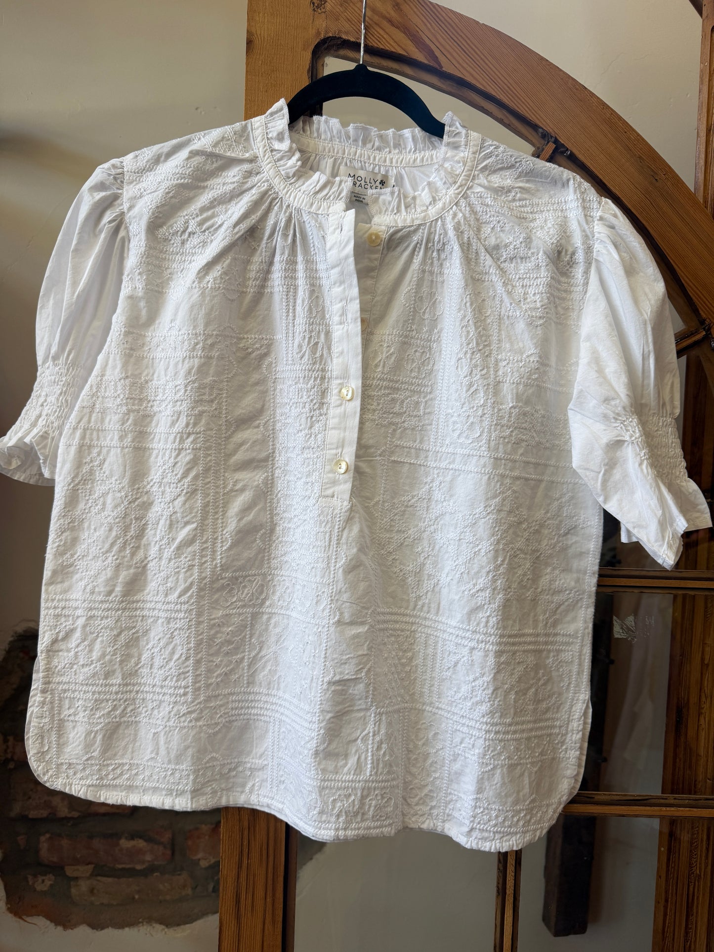 White Cross Stitch Blouse