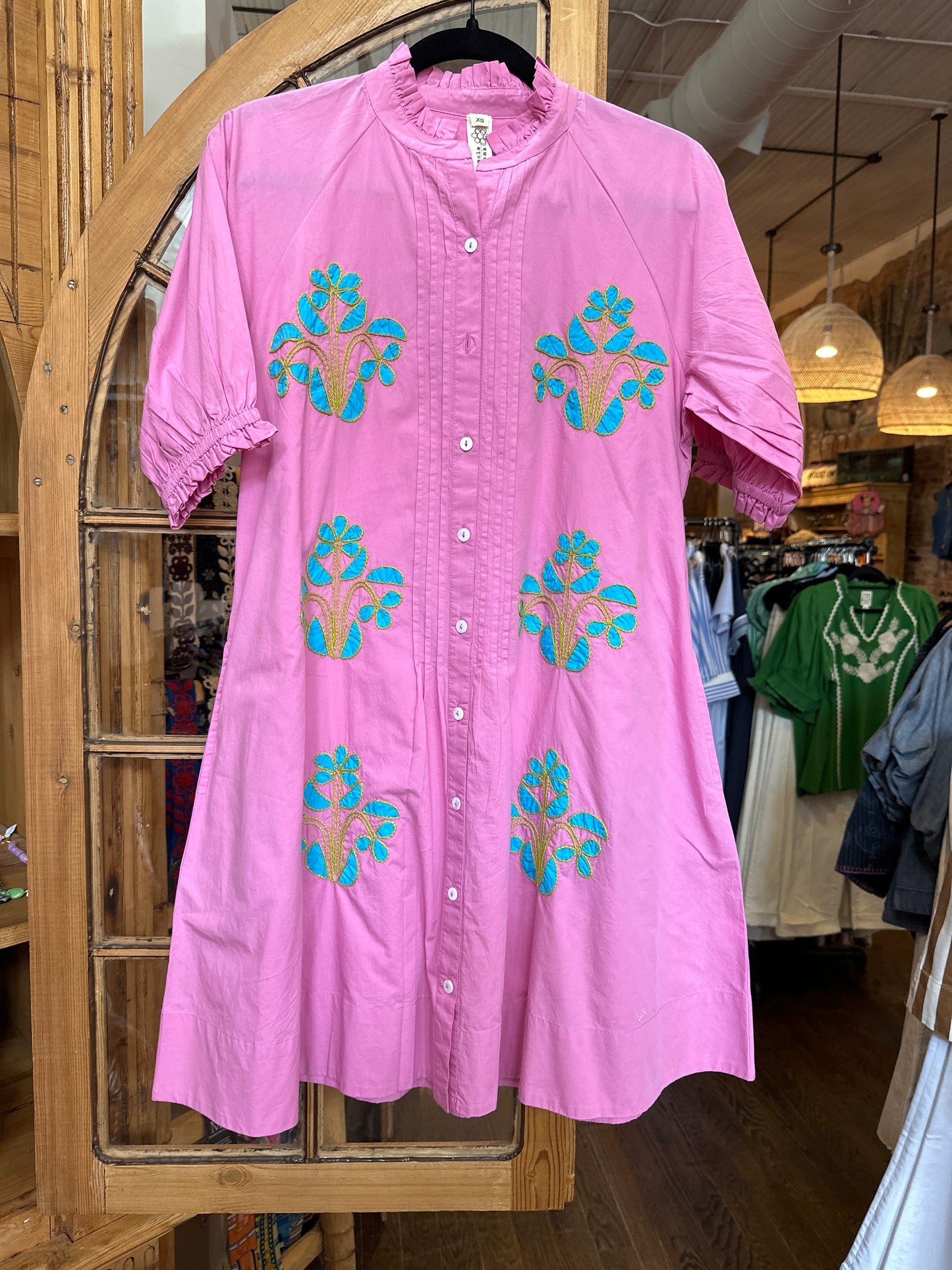 Uncle Frank Blocked Embroidery Dress- Lilac