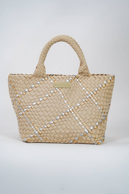 Parker & Hyde - Beige Metallic Multi Woven Tote