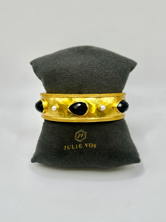 Julie Vos Cannes Statement Hinge Bangle- Obsidian