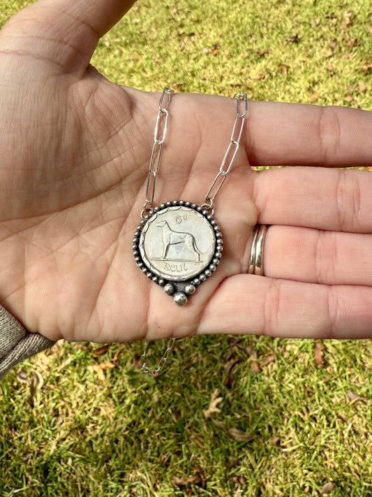 Wolfhound Half Pence Coin Necklace