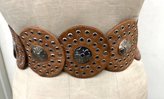 DAIRI - Leather belt disc shape b100