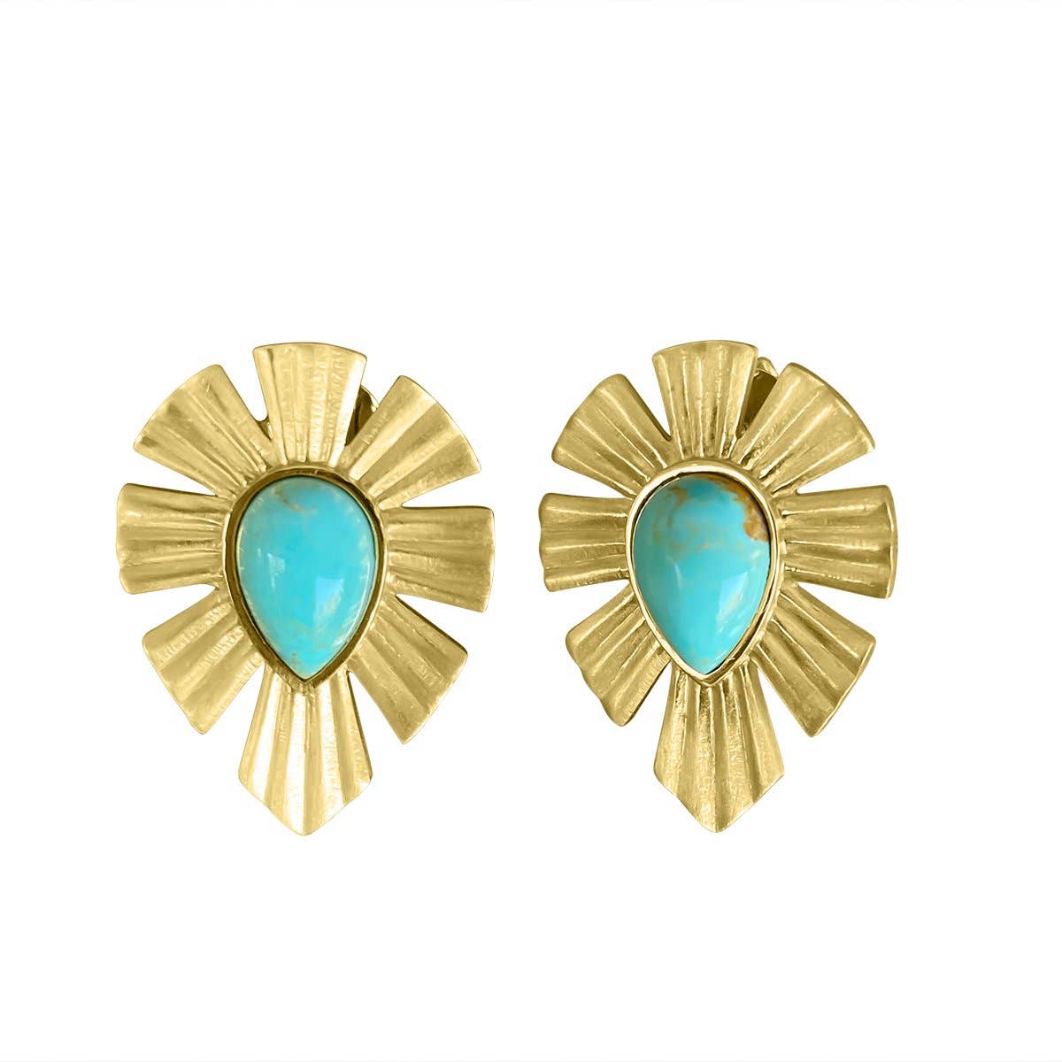 Christina Greene LLC - Gold & Bold Stud Earrings - Turqouise