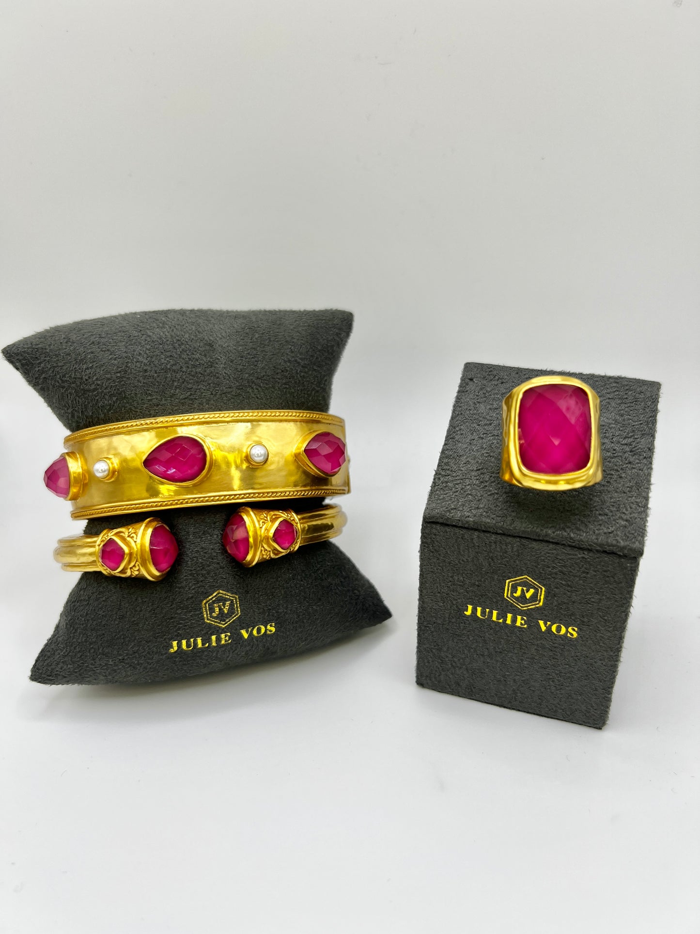 Julie Vos Cannes Statement Hinge Bangle- Iridescent Raspberry