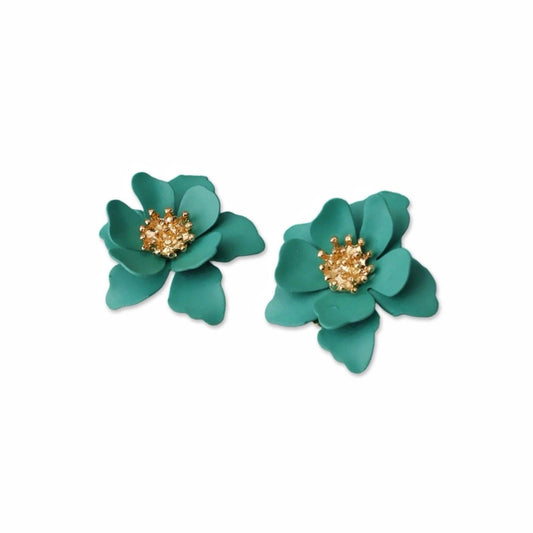 Green Petal Stud Earrings