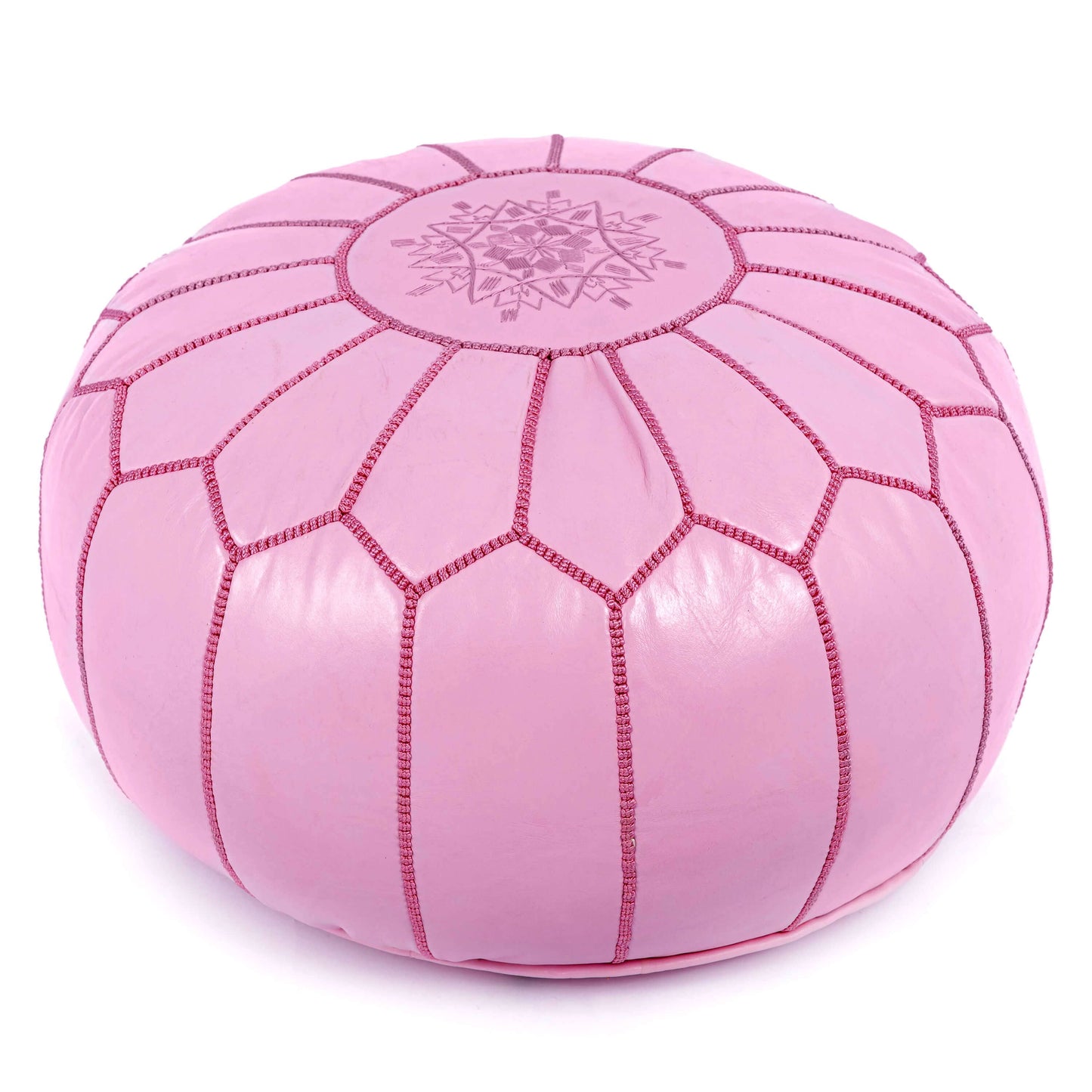 King Of Handmade - Pink Ottoman Leather Pouf - New Home Gift