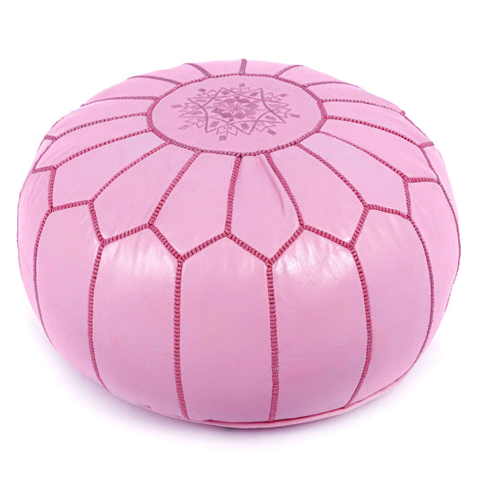 King Of Handmade - Pink Ottoman Leather Pouf - New Home Gift