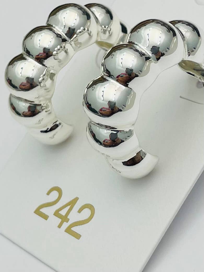 Wide Bubble Hoop- Silver