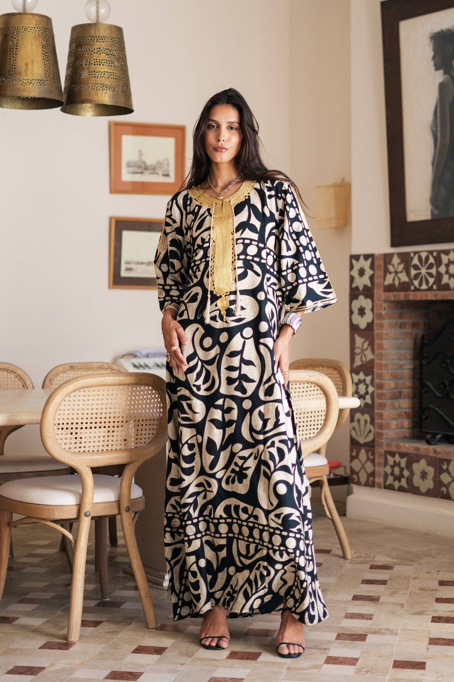 Gipci - Chic black print Summer embroidered Kaftan, Caftan, caftans for women, Boho Kaftan dress, Caftans for women, summer kaftans, women